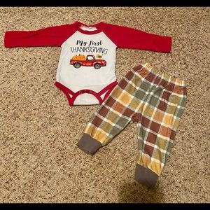 Baby boy first thanksgiving outfit. 0-3m